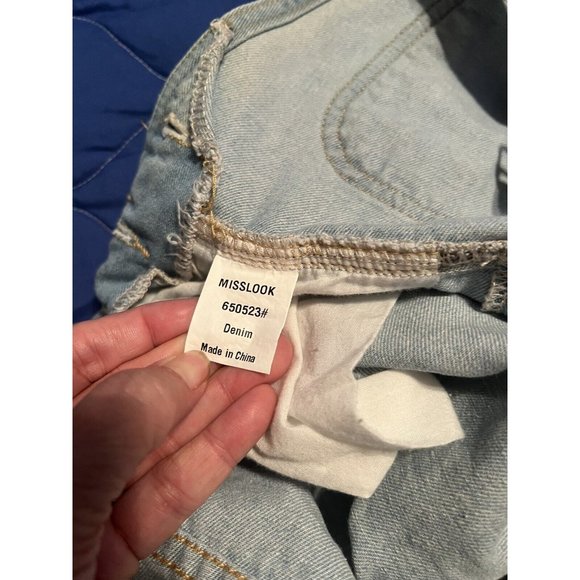 Misslook Floral Painted Denim Bib Overalls size XL - (fits Sz Large) Country - Picture 6 of 9